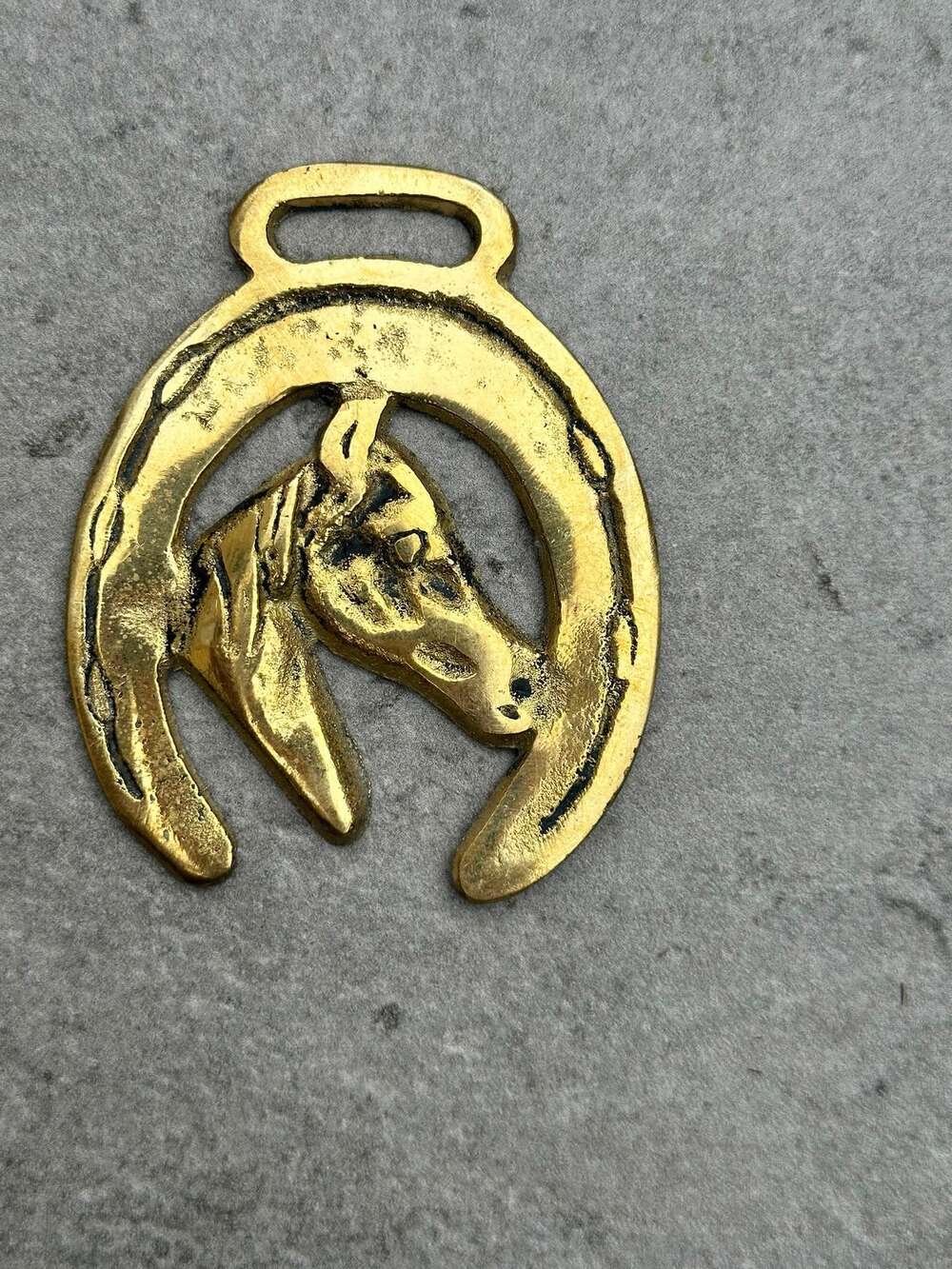 Vintage Solid Brass LUCKY Horse Shoe Horse Brass | Equestrian Decor